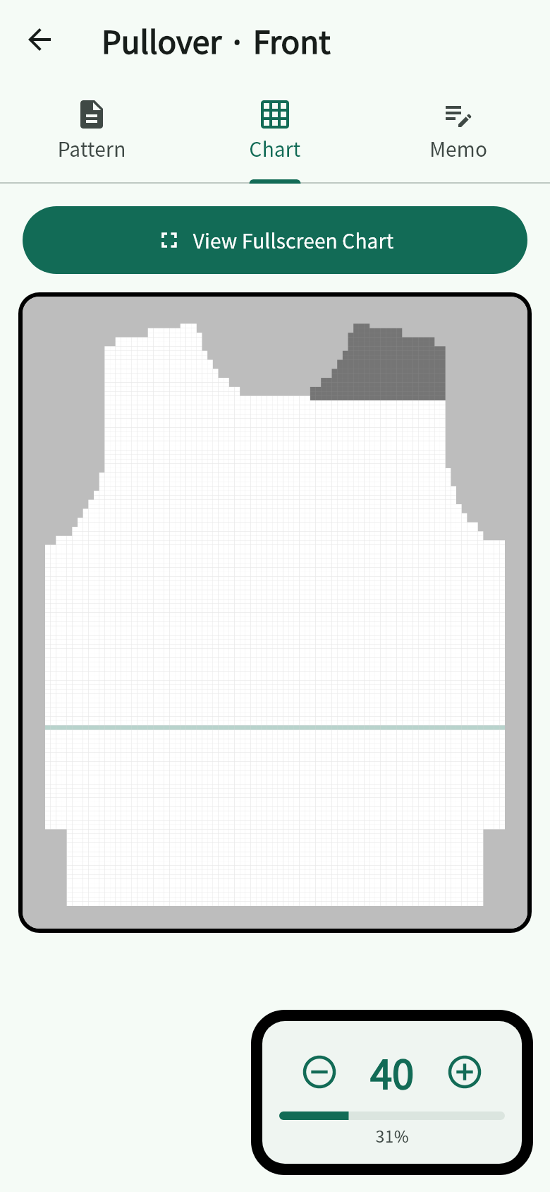 Screenshot of a knitting chart in NumKnit